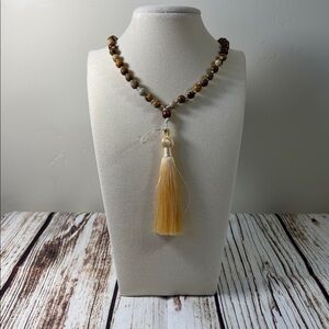 Picture Jasper Gemstone Bead Handmade Beaded Healing Mala Necklace